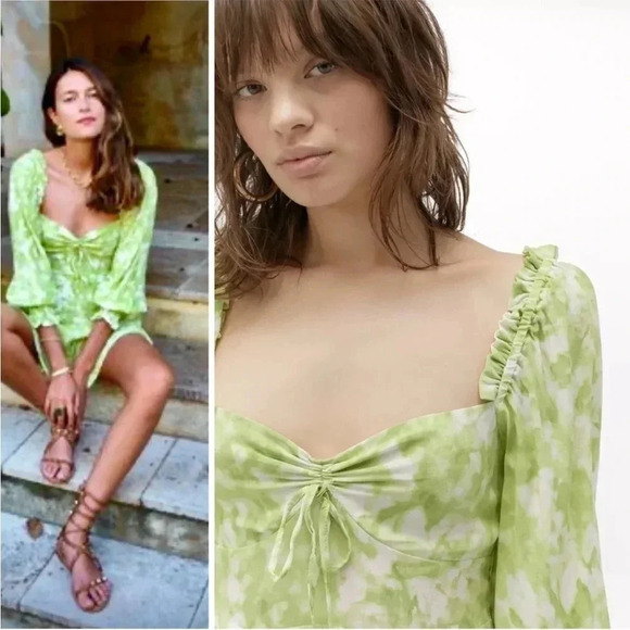 Faithfull the brand Arianne Roos green mini dress in lime - Picture 5 of 15